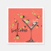 Whimsical Martini und Olive Serviette (Vorderseite)