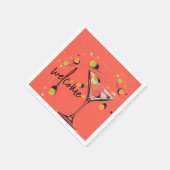 Whimsical Martini und Olive Serviette (Ecke)