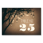 Whimsical Mason Jar & String Lights Tischnummer (Vorderseite)