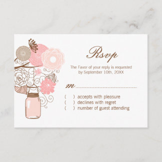 Whimsical Mason Jar Wedding RSVP Cards Karte