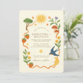 Whimsical Maximalist Eclectic Sun & Moon Wedding Einladung (Stehend Vorderseite)