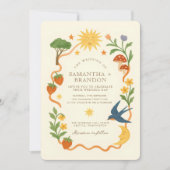 Whimsical Maximalist Eclectic Sun & Moon Wedding Einladung (Vorderseite)
