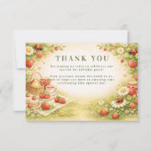 Whimsical Meadow Lady Bug 1st Birthday Dankeskarte (Vorderseite)