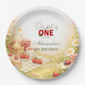 Whimsical Meadow Lady Bug 1st Birthday Pappteller (Vorderseite)