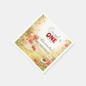 Whimsical Meadow Lady Bug 1st Birthday Serviette (Ecke)