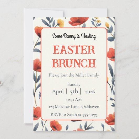 Whimsical Meadow Personalized Easter Brunch Einladung (Vorderseite)