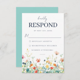 Whimsical Meadow Wedding RSVP-Karte RSVP Karte