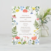 Whimsical Meadow Wildblumen Hochzeitseinladung Einladung (Stehend Vorderseite)