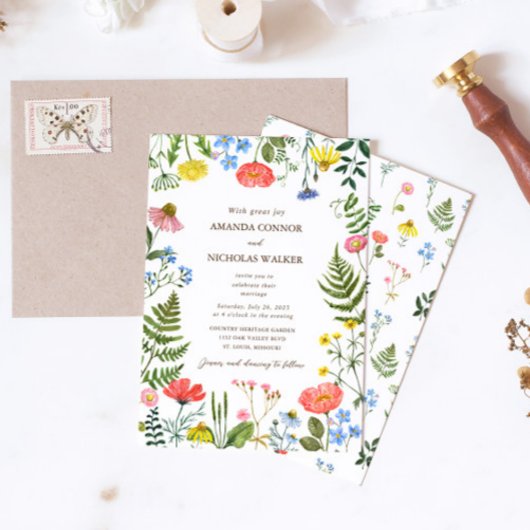 Whimsical Meadow Wildblumen Hochzeitseinladung Einladung