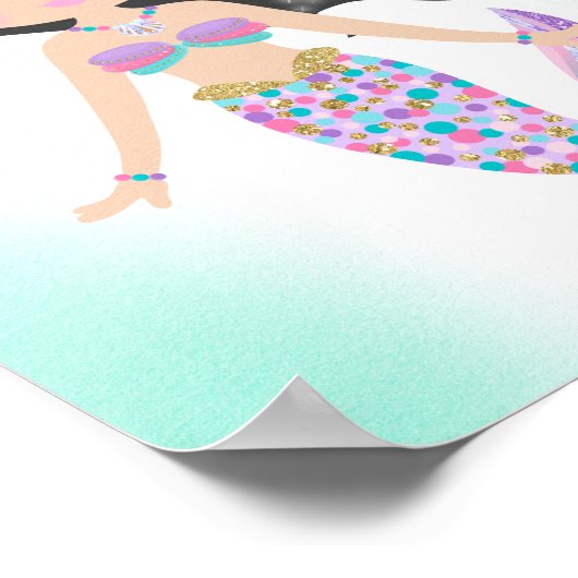 Whimsical Meerjungfrau Kinder Kinderzimmer drucken Poster (Ecke)