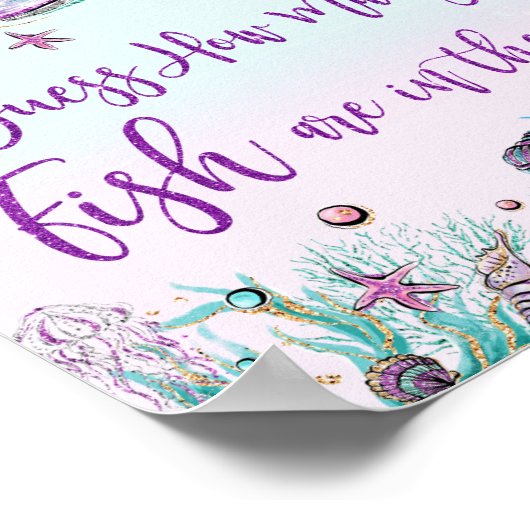 Whimsical Meerjungfrau schätzt wie viele Fische im Poster (Ecke)