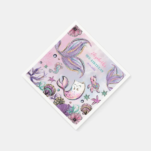 Whimsical Meerjungfrau Unterwasser Pool Party Gebu Serviette (Ecke)