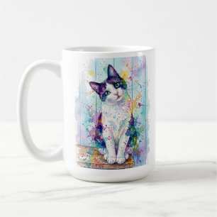 Whimsical Mehrfarbig-Wasserfarben-Anzug-Kätzchen-P Kaffeetasse