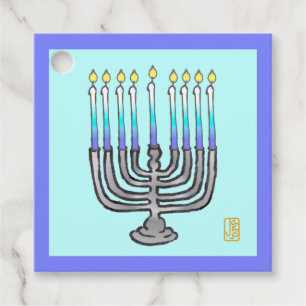 Whimsical Menorah Favor Tags Geschenkanhänger