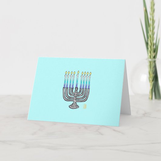 Whimsical Menorah Hanukkah Grußkarte Dankeskarte (Vorderseite)