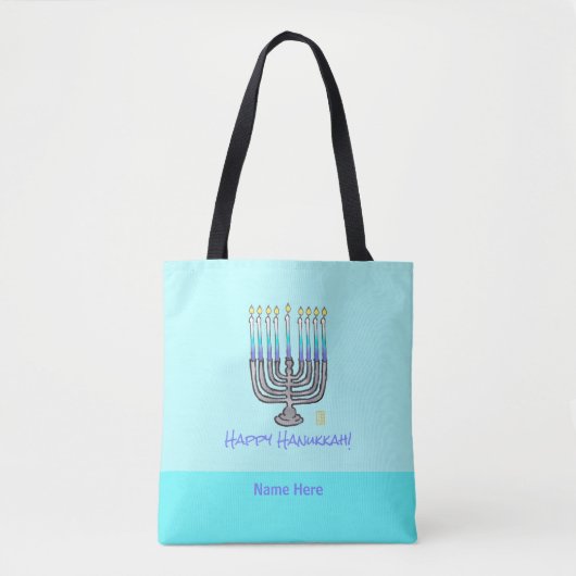 Whimsical Menorah "Happy Hanukkah" benutzerdefinie Tasche (Vorderseite)