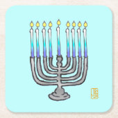 Whimsical Menorah Rechteckiger Pappuntersetzer (Vorderseite)