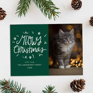 Whimsical Meowy Weihnachten Grüne Katzen-Foto
