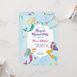 Whimsical Mermaid Birthday Party Einladung