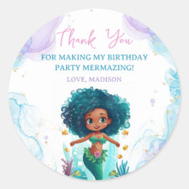 Whimsical Mermaid Birthday Party Runder Aufkleber