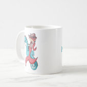 Whimsical Mermaid Cowgirl mit Hut und Seepferd Kaffeetasse (Vorderseite Links)