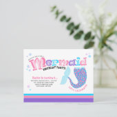 Whimsical Mermaid Fairytale Geburtstagspartei Einladungspostkarte (Stehend Vorderseite)