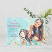 Whimsical Mermaid Foto Geburtstag Einladung (Stehend Vorderseite)