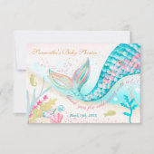 Whimsical Mermaid Girl Baby Dusche Vielen Dank Dankeskarte (Vorderseite)