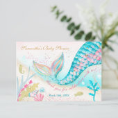 Whimsical Mermaid Girl Baby Dusche Vielen Dank Dankeskarte (Stehend Vorderseite)
