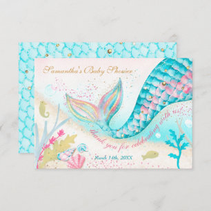 Whimsical Mermaid Girl Baby Dusche Vielen Dank Dankeskarte