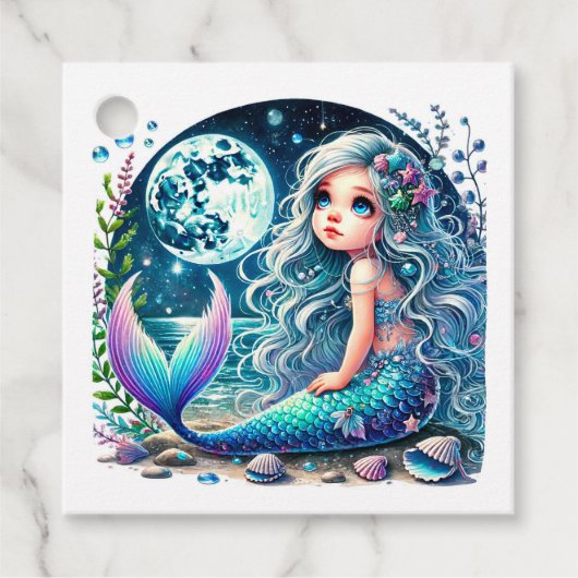 Whimsical Mermaid Girl Birthday Party Danke Geschenkanhänger (Vorderseite)