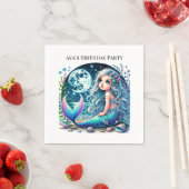 Whimsical Mermaid Girl Birthday Party Serviette (Beispiel)