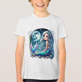 Whimsical Mermaid Girl Birthday Party Tri-Blend Shirt