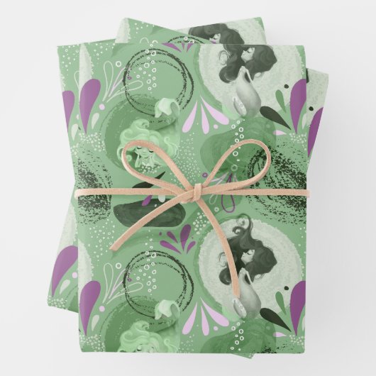 Whimsical Mermaid Green Abstrakt Pattern Geschenkpapier Set (Beispiel)