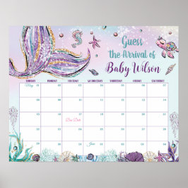 Whimsical Mermaid Guess Baby's Ankunft Geburtsspie Poster