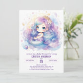 Whimsical Mermaid Magic Baby Dusche Einladung (Stehend Vorderseite)