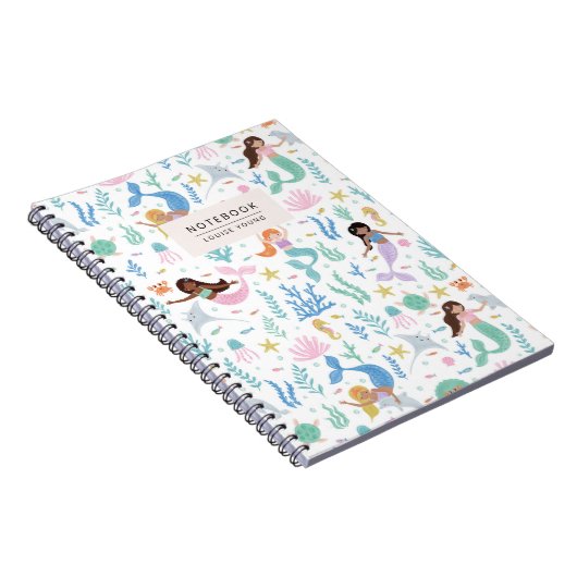 Whimsical Mermaid & Ocean Friends Pattern Notebook Notizblock (Rechte Seite)