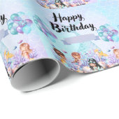 Whimsical Mermaid Party Decke - Blau & Lila Geschenkpapier (Rolleneckpunkt)