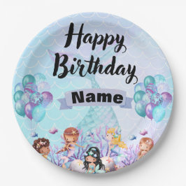 Whimsical Mermaid Party Decke - Blau & Lila Pappteller