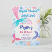 Whimsical Mermaid Schwanz Birthday Pastel Einladung (Stehend Vorderseite)