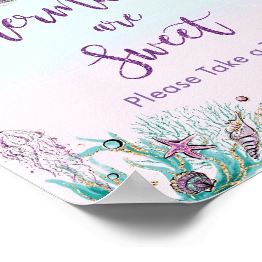 Whimsical Mermaid Schwanz Sweet Leckerei Geburtsta Poster (Ecke)