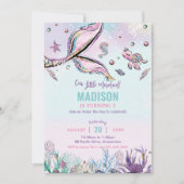 Whimsical Mermaid Schwanz Under Sea Birthday Einladung (Vorderseite)