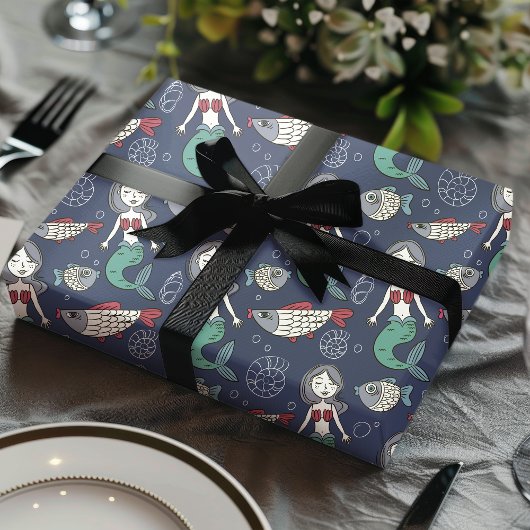 Whimsical Mermaid & Sea Creatures Ocean Geschenkpapier