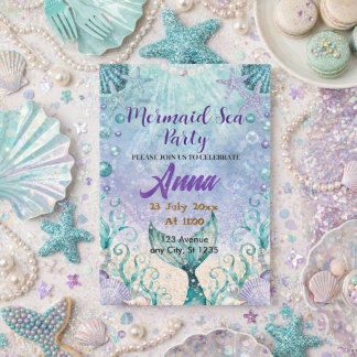 Whimsical Mermaid Under the Sea Birthday Party  Einladung