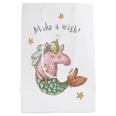 Whimsical Mermaid Unicorn machen einen Wunsch zum Mittlere Geschenktüte (Rückseite)