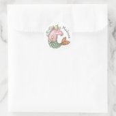 Whimsical Mermaid Unicorn mit Name Runder Aufkleber (Tasche)