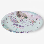 Whimsical Mermaid unter der Sea Girl Baby Dusche Pappteller (Schrägansicht)