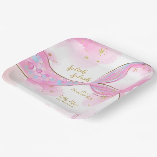 Whimsical Mermaid unter der Tafel aus Meerespapier Pappteller (Gewinkelt)