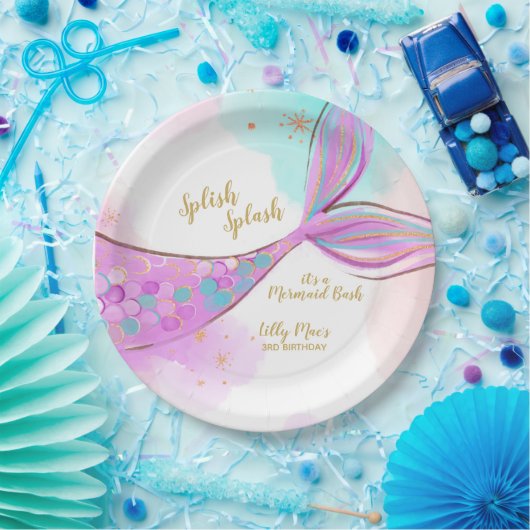 Whimsical Mermaid unter der Tafel aus Meerespapier Pappteller (Party)