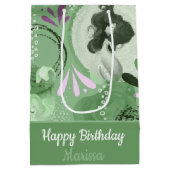 Whimsical Mermaids Green Abstrakt Mittlere Geschenktüte (Rückseite)